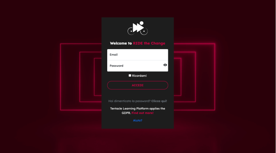 Pagina di login di tentacle